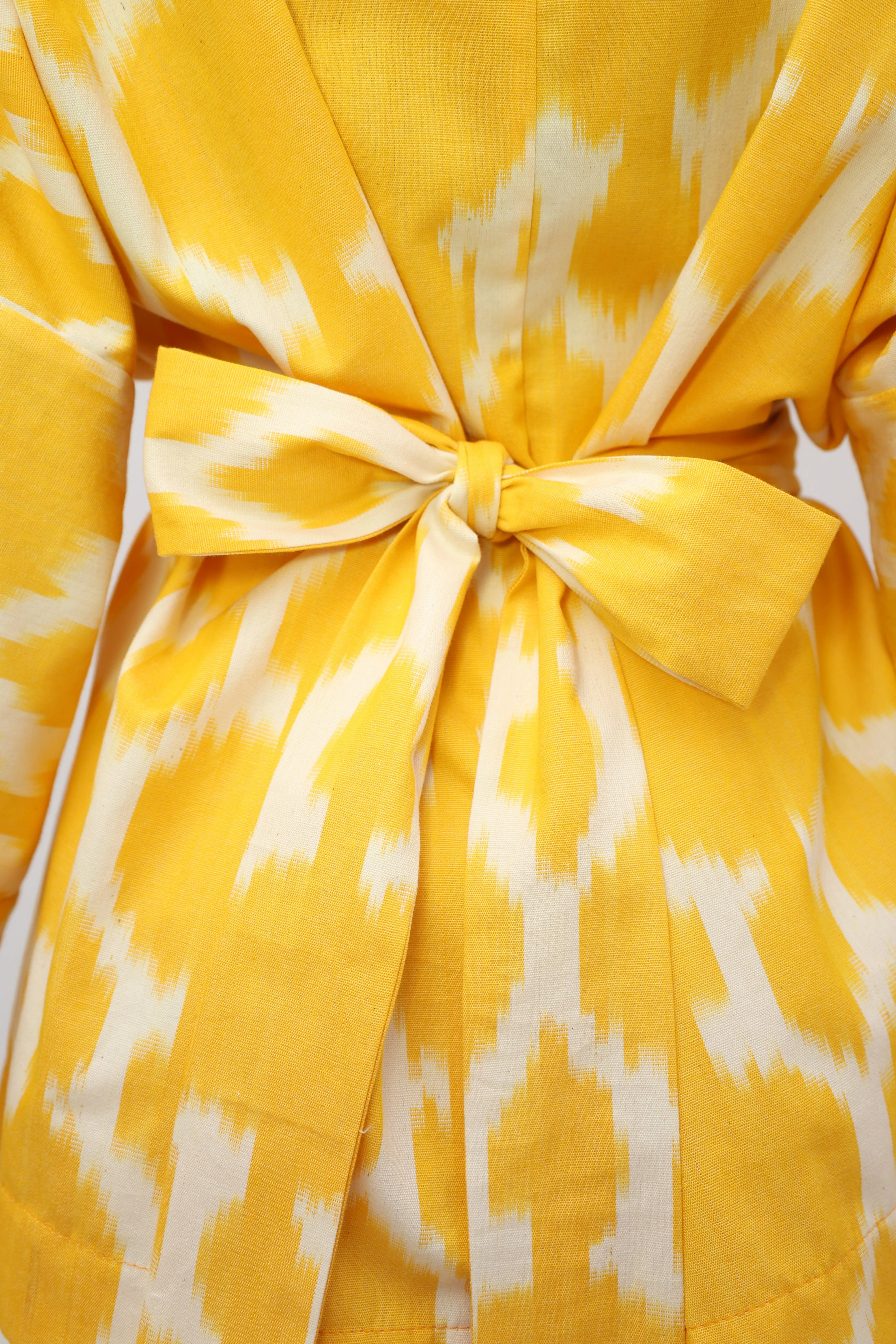 100% Cotton Yellow Mini Kimono with no feathers