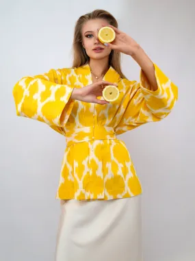 100% Cotton Yellow Mini Kimono with no feathers
