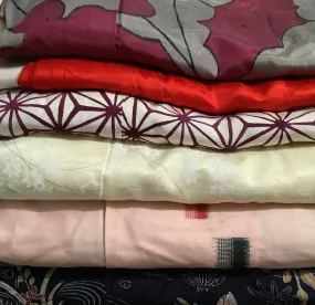 110-B: 10Lbs Vintage Japanese Kimono, "B"Package, Bulk Wholesale Kimono Cutters