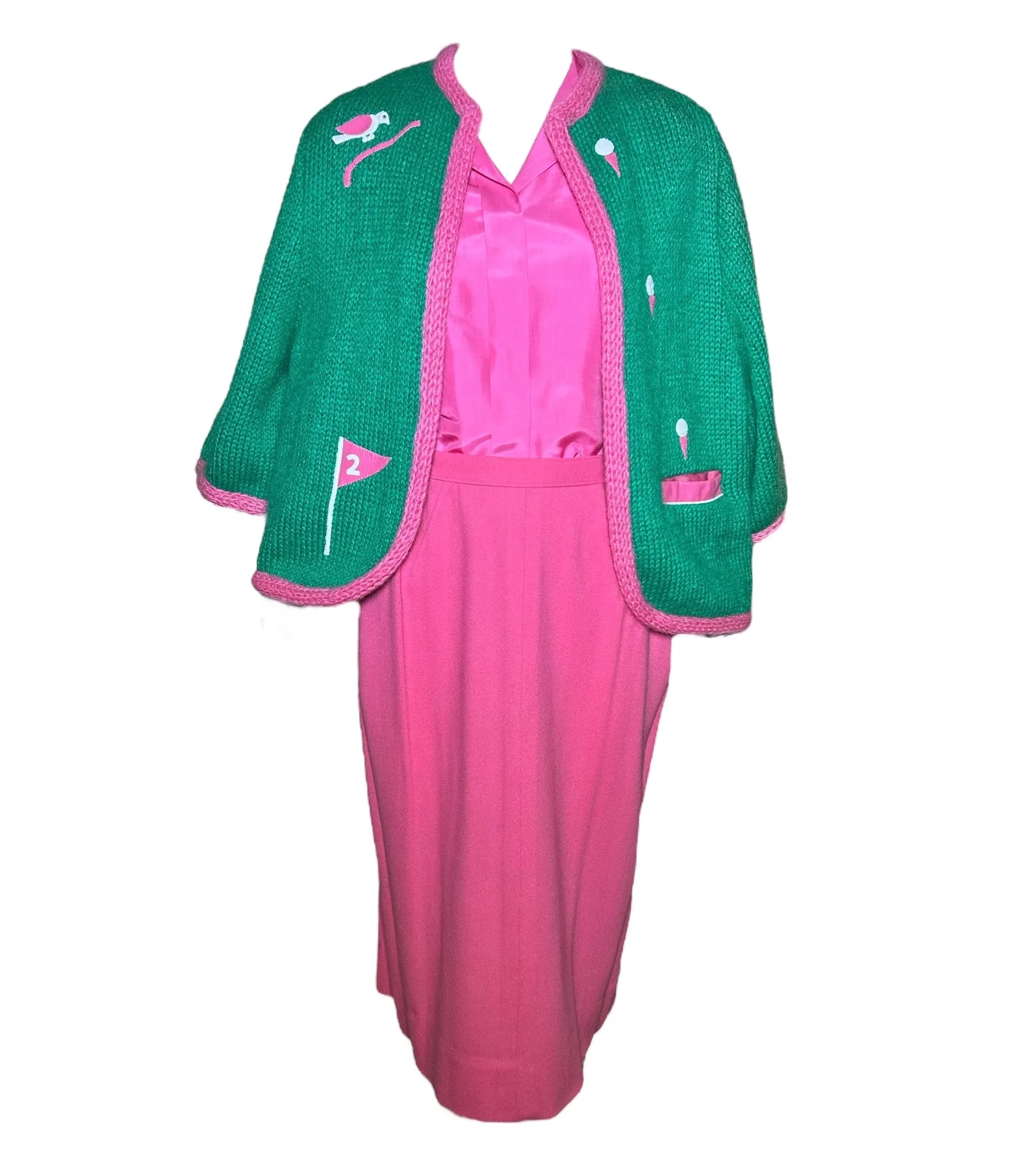 1950s Lee Herman 3-Piece Novelty Golf Ensemble Outfit with Knit Sweater