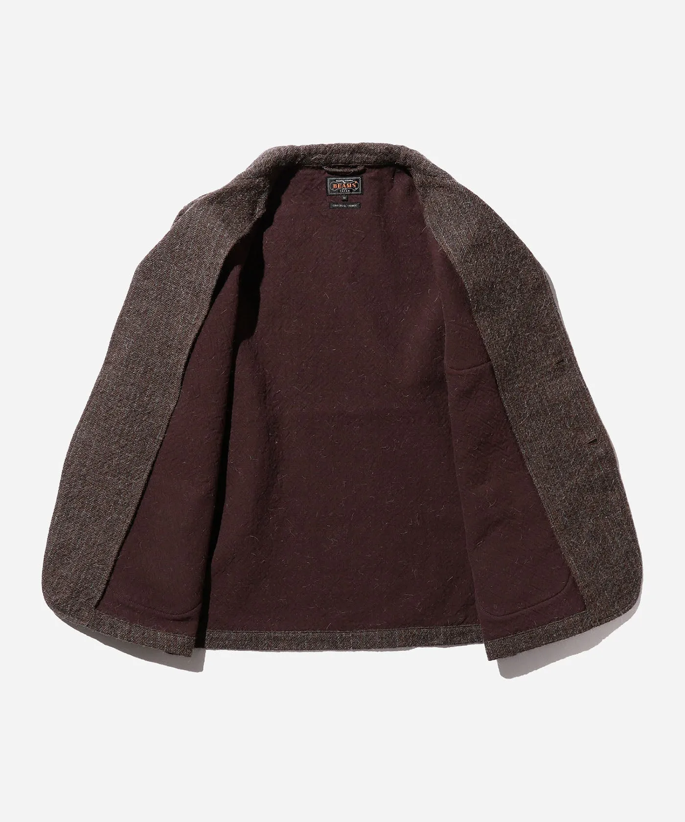 4B Cuffs Jacket Alpaca Tweed - Brown Stripe