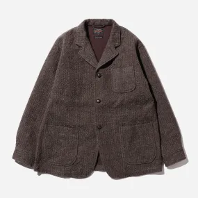 4B Cuffs Jacket Alpaca Tweed - Brown Stripe