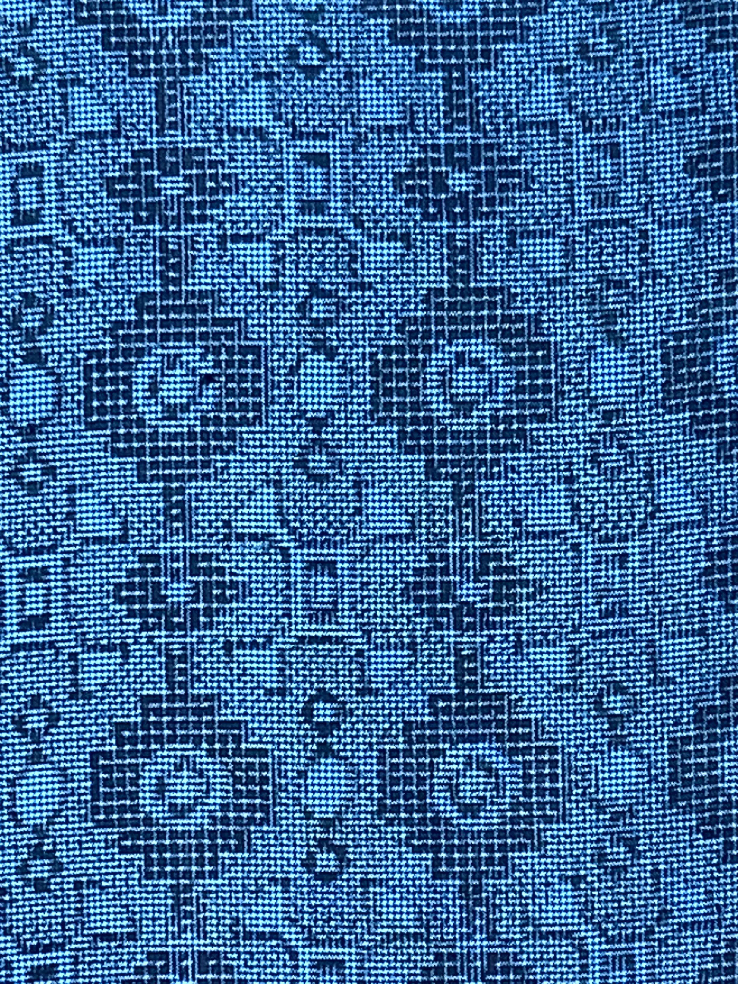 7742: 1980's Japanese Pongee Silk Ohshima Tsumugi,60" Blue-Black,Arai-Hari