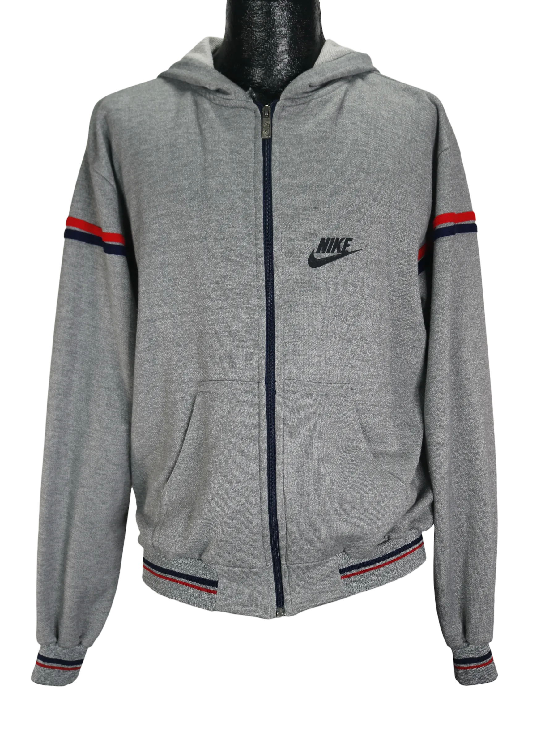 80s Nike Heather Gray Zip-Up Hoodie     L