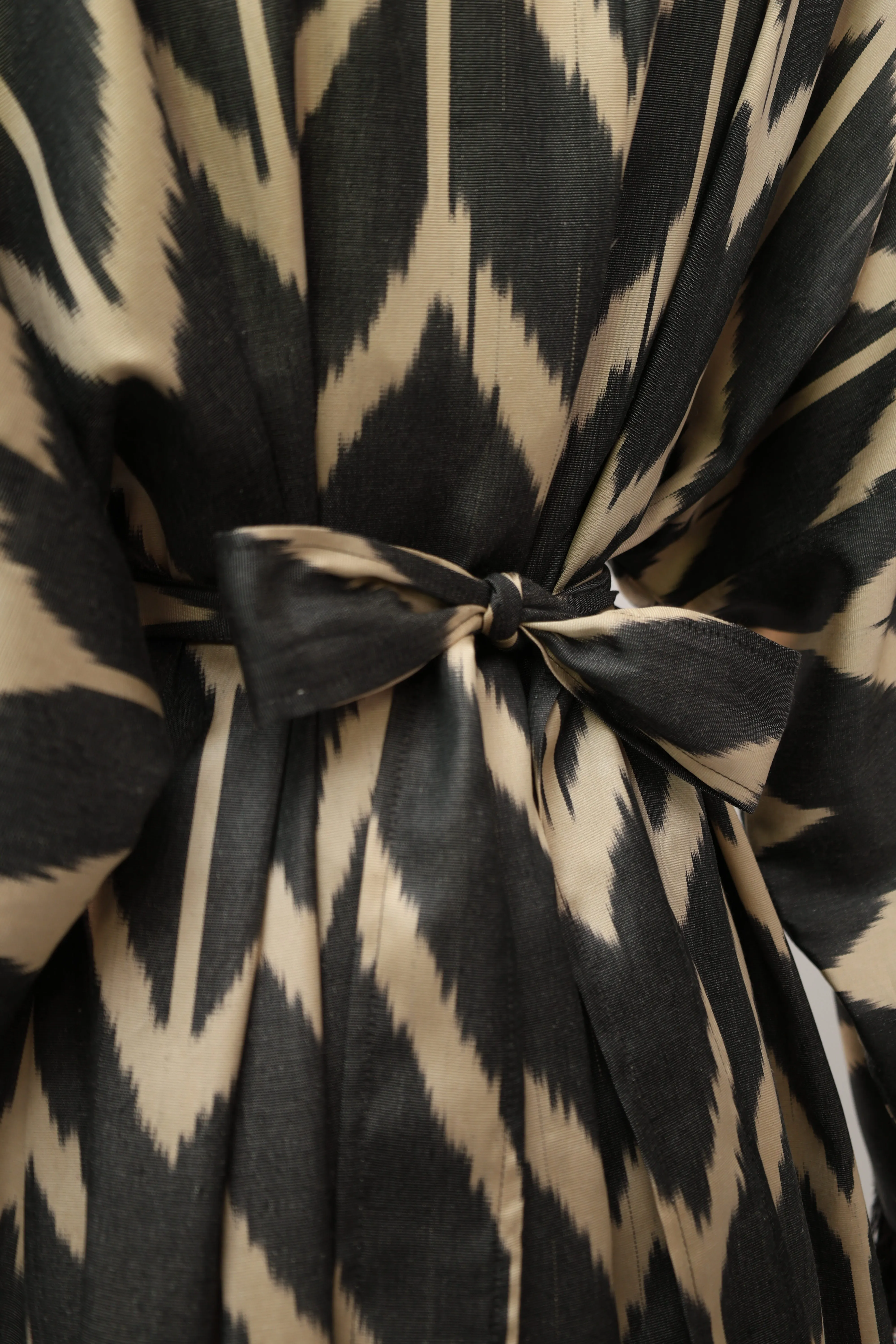 85% Silk Black Maxi Kimono With Feathers "Midnight Enchantment"