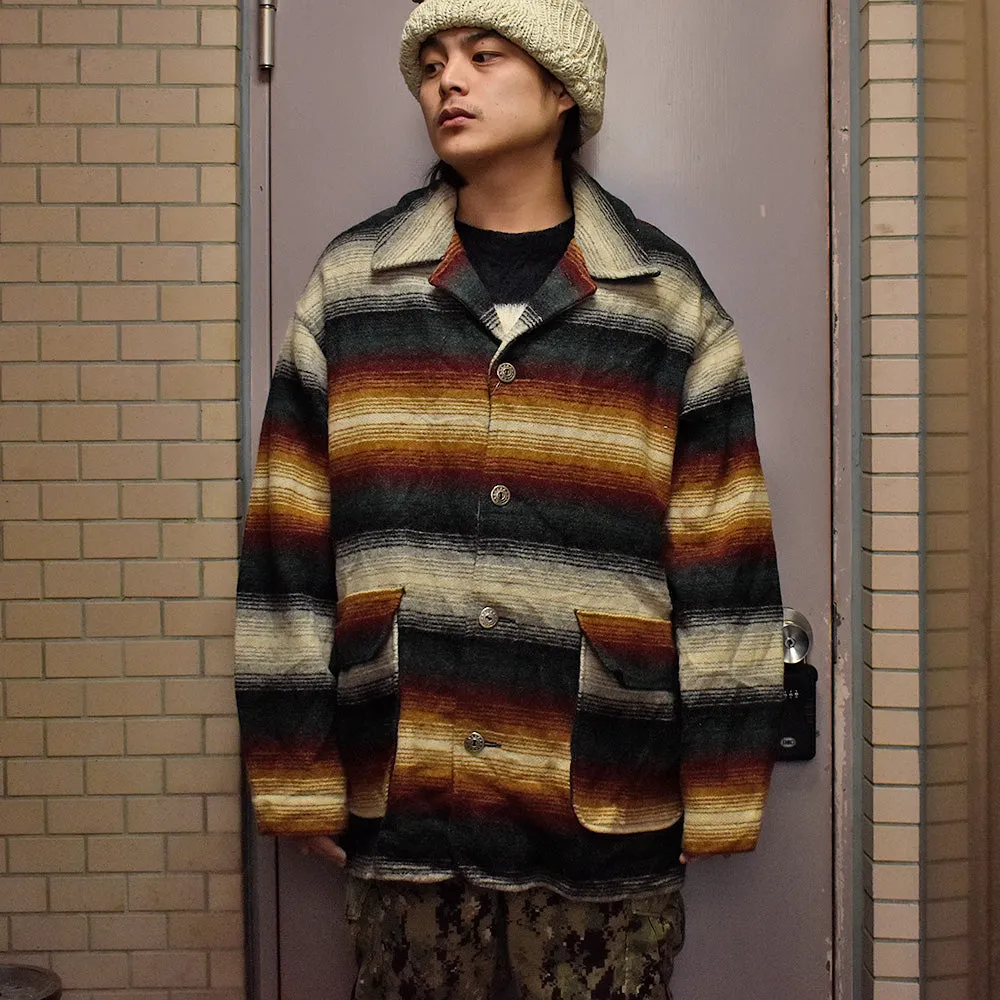 90's WOOLRICH ラグ柄 ネイティブボーダー  ウールジャケット USA製 231217H