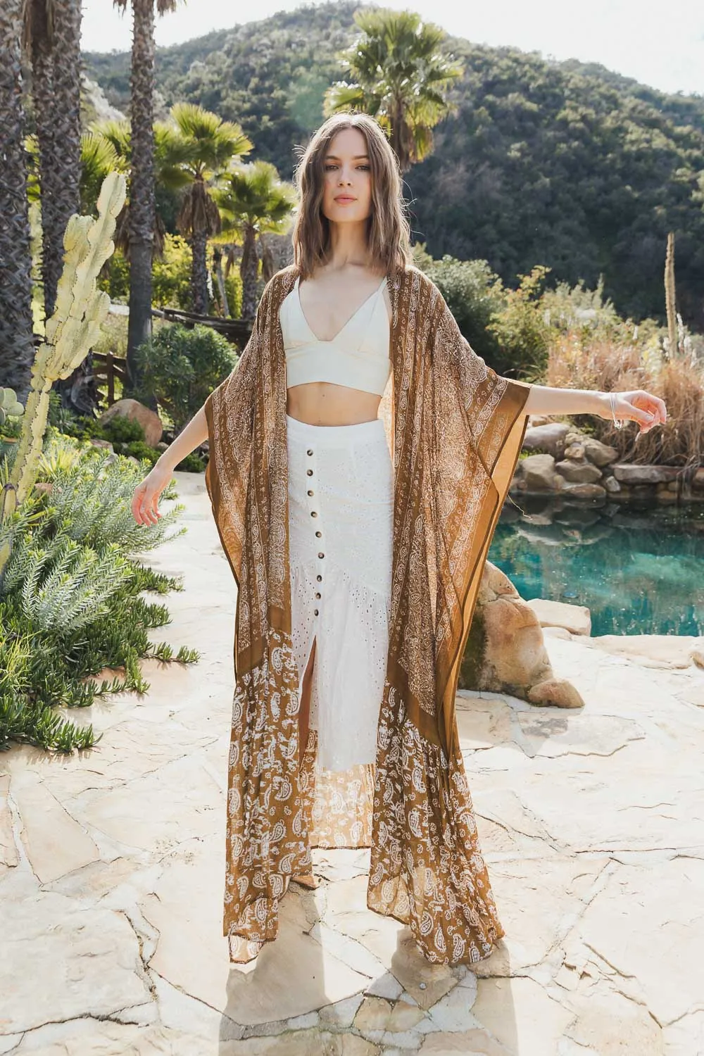 ADELE LONG FLOW PAISLEY KIMONO