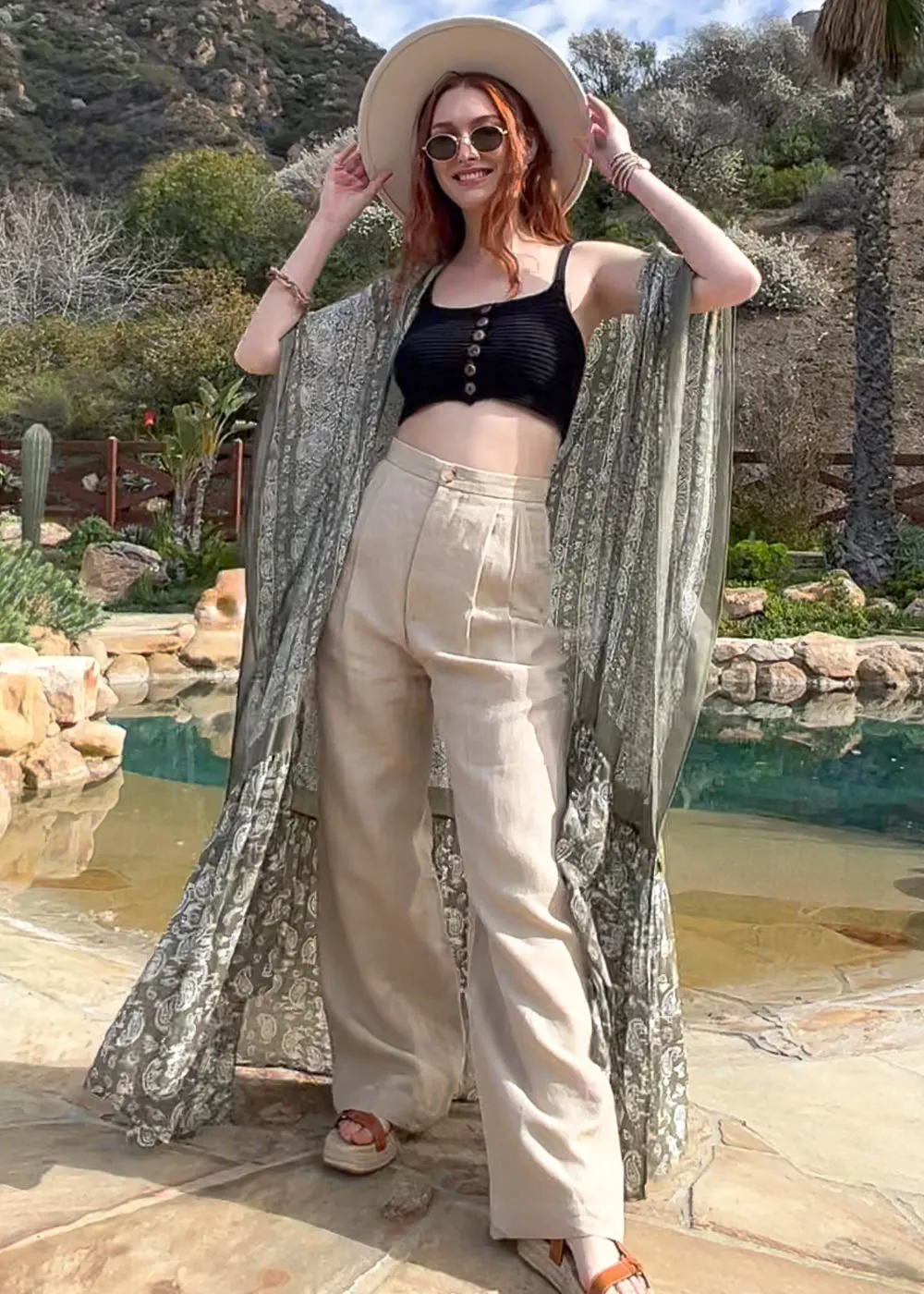 ADELE LONG FLOW PAISLEY KIMONO