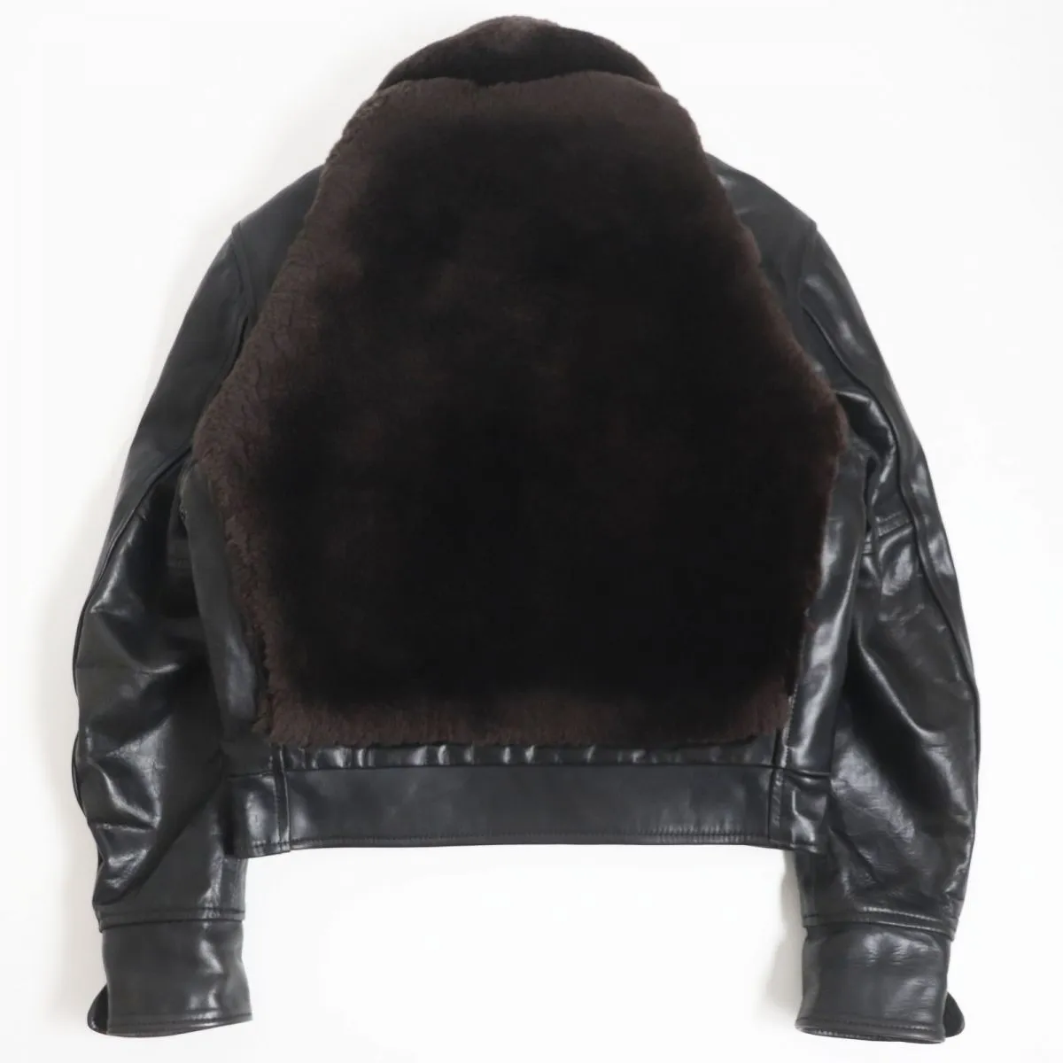 AERO LEATHER Grizzly Jacket Horsehide Alpaca Wool Black