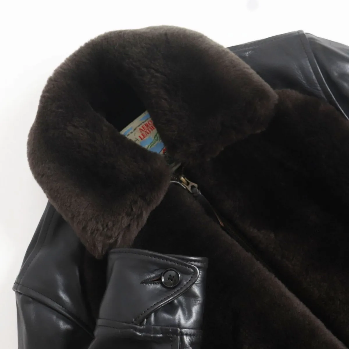 AERO LEATHER Grizzly Jacket Horsehide Alpaca Wool Black