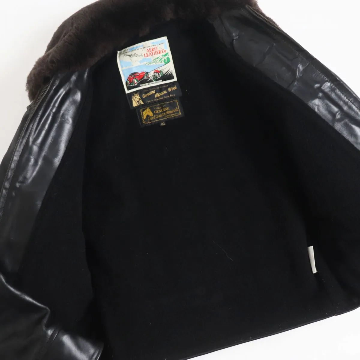 AERO LEATHER Grizzly Jacket Horsehide Alpaca Wool Black