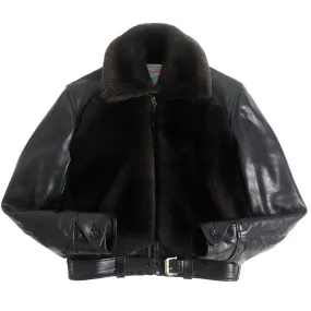 AERO LEATHER Grizzly Jacket Horsehide Alpaca Wool Black