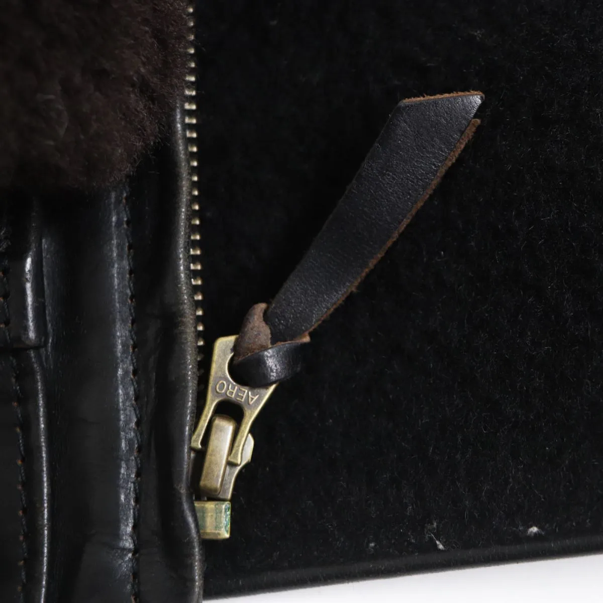 AERO LEATHER Grizzly Jacket Horsehide Alpaca Wool Black