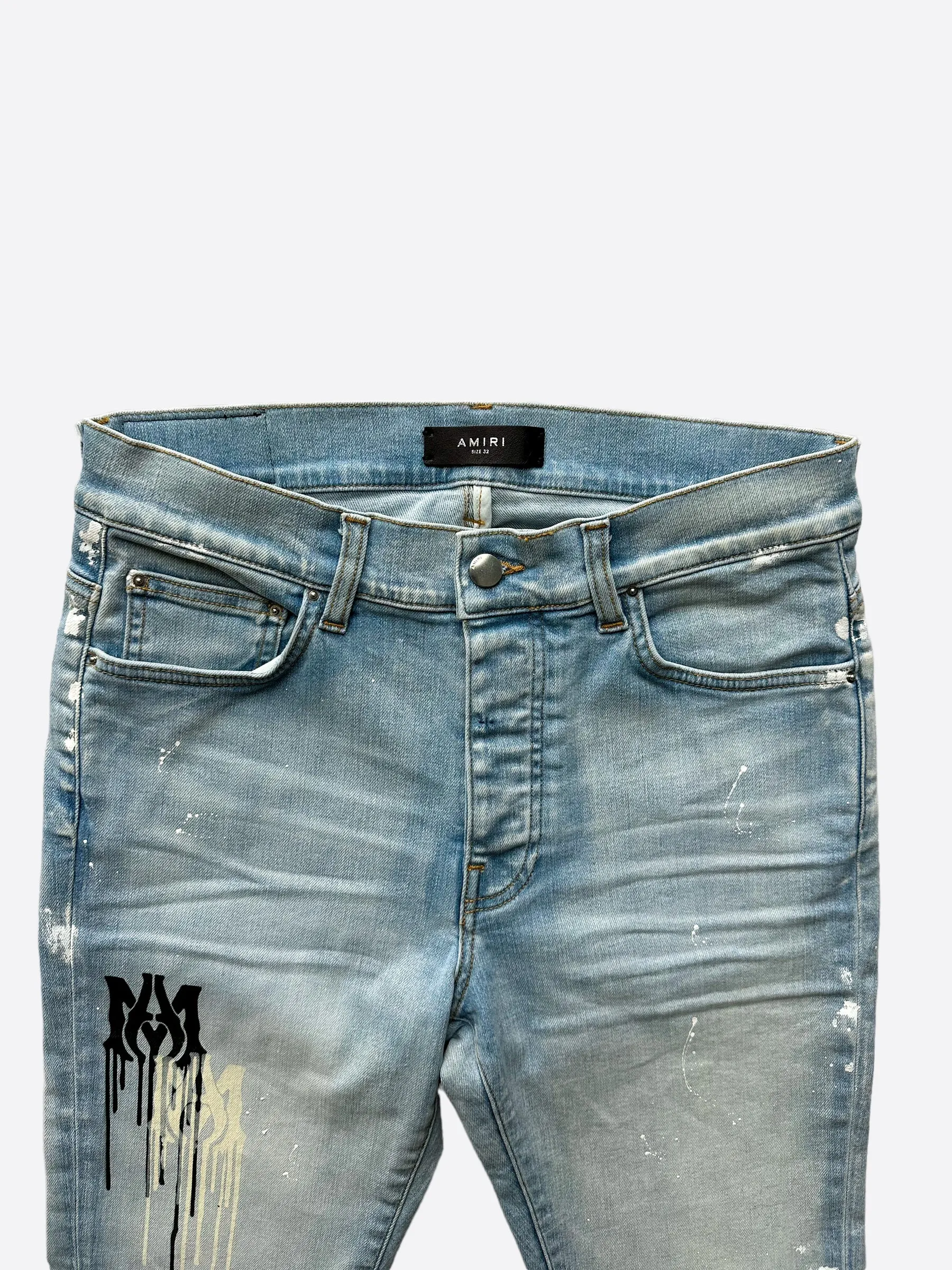 Amiri Blue MA Logo Stencil Jeans