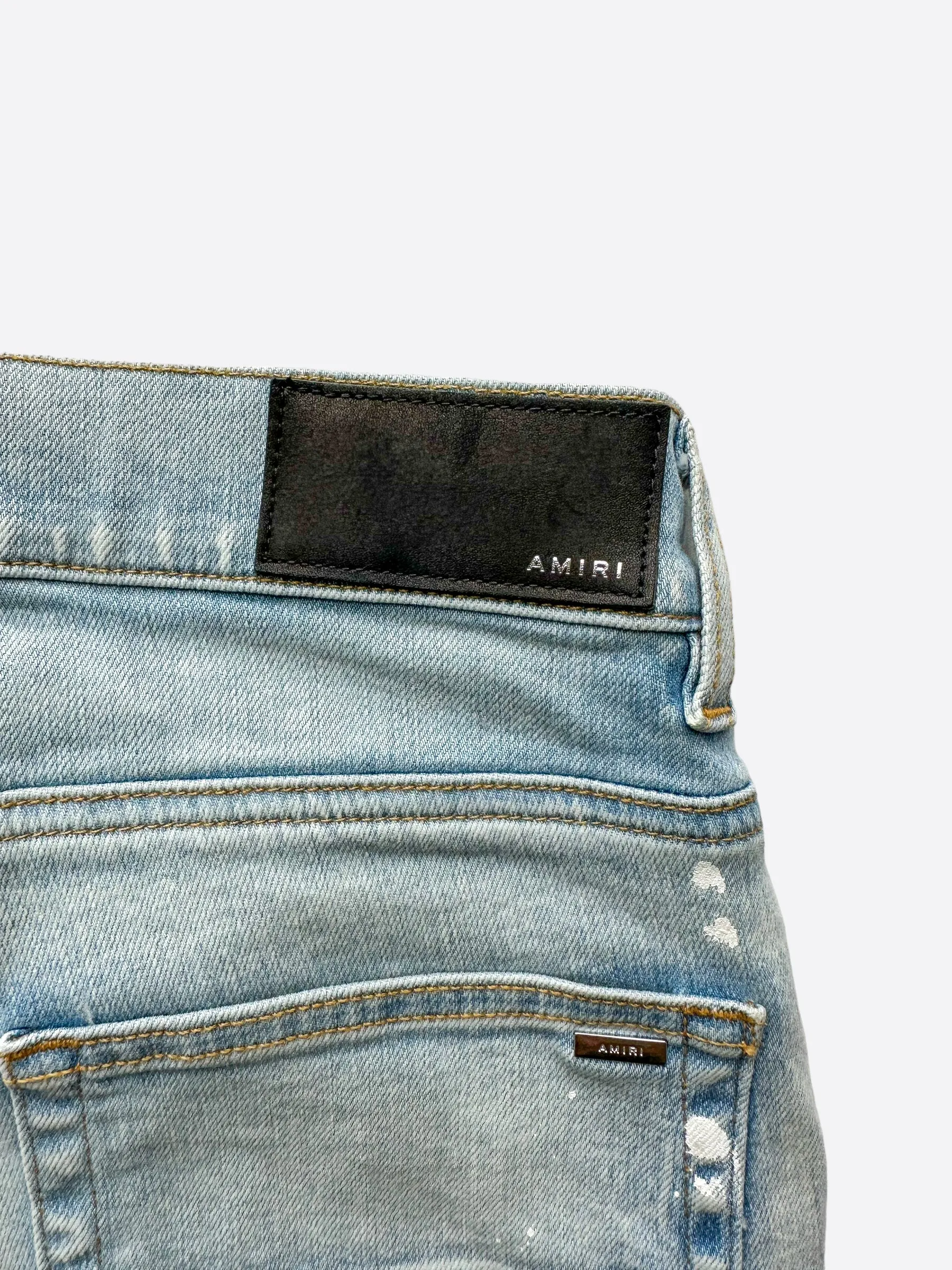 Amiri Blue MA Logo Stencil Jeans
