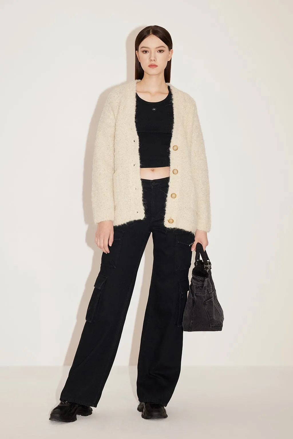 Angel Collection Embroidered V-Neck Woolen Jacket