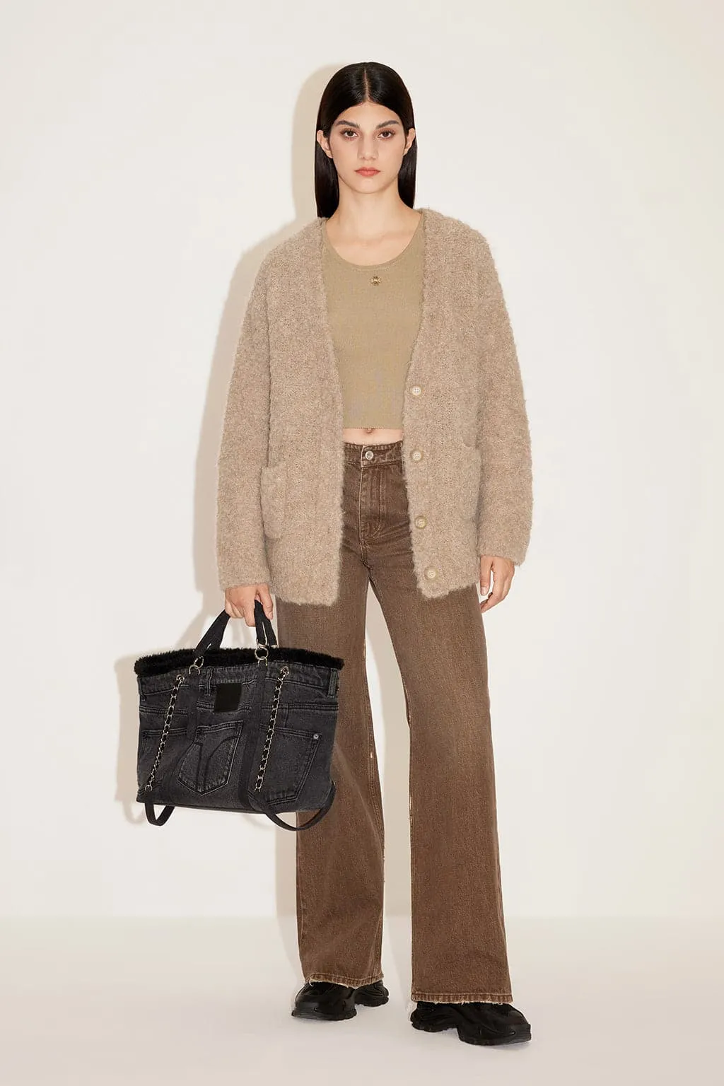 Angel Collection Embroidered V-Neck Woolen Jacket