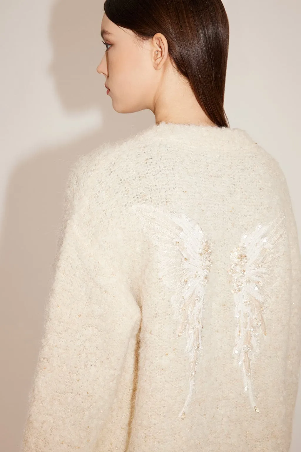 Angel Collection Embroidered V-Neck Woolen Jacket