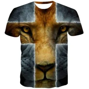 Animal T-shirt Men Ferocious T-shirts Graphic Cartoon Shirt Print Harajuku T shirts Funny Short Sleeve Hip hop Mens Digital Slim