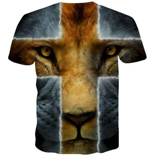 Animal T-shirt Men Ferocious T-shirts Graphic Cartoon Shirt Print Harajuku T shirts Funny Short Sleeve Hip hop Mens Digital Slim