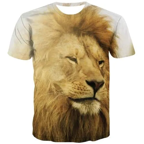 Animal T-shirt Men Lion Tshirt Printed Funny Tshirts Cool Street T shirts Funny Harajuku T-shirts 3d Short Sleeve Hip hop Mens