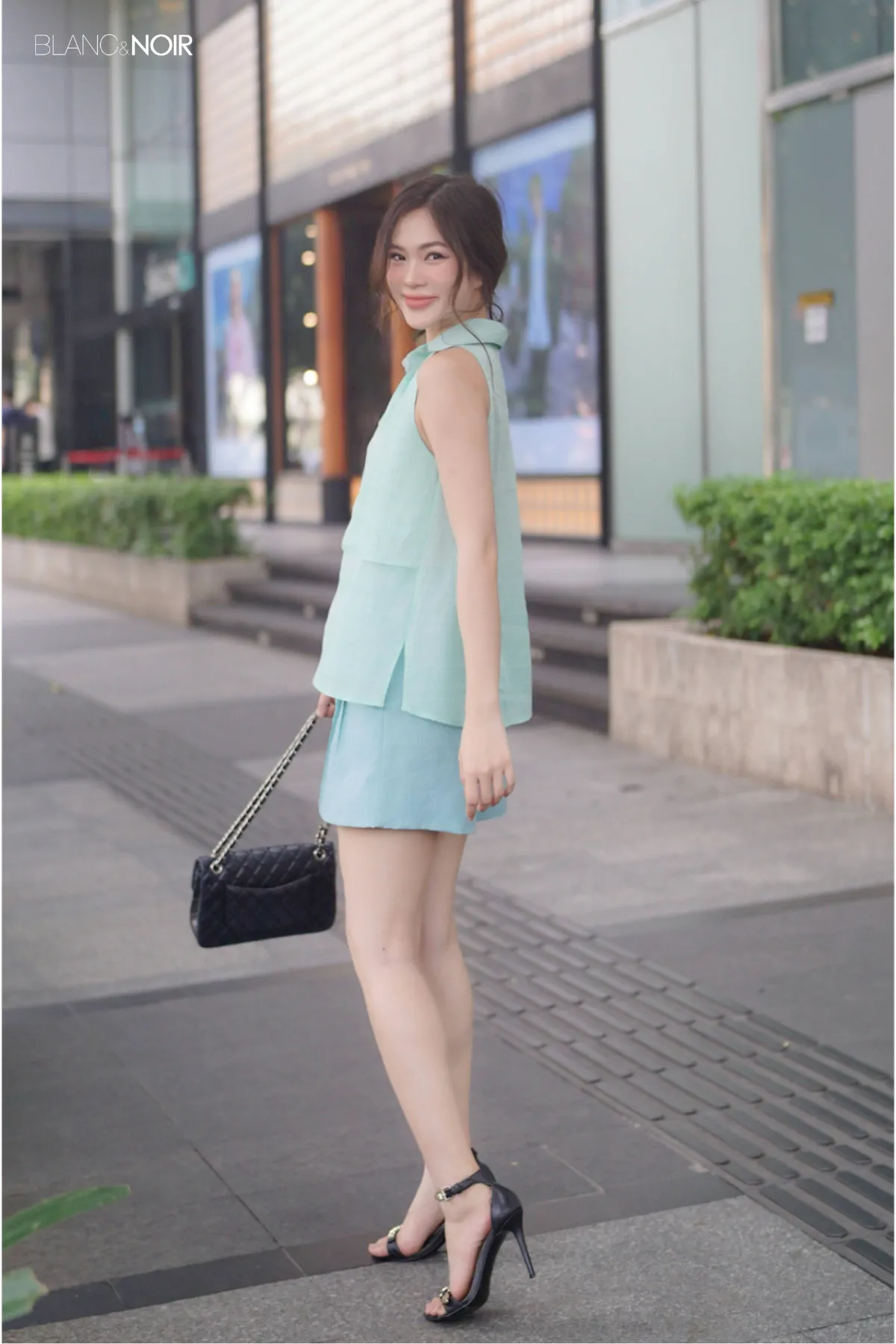 Aquamarine Linen Sleveless Shirt