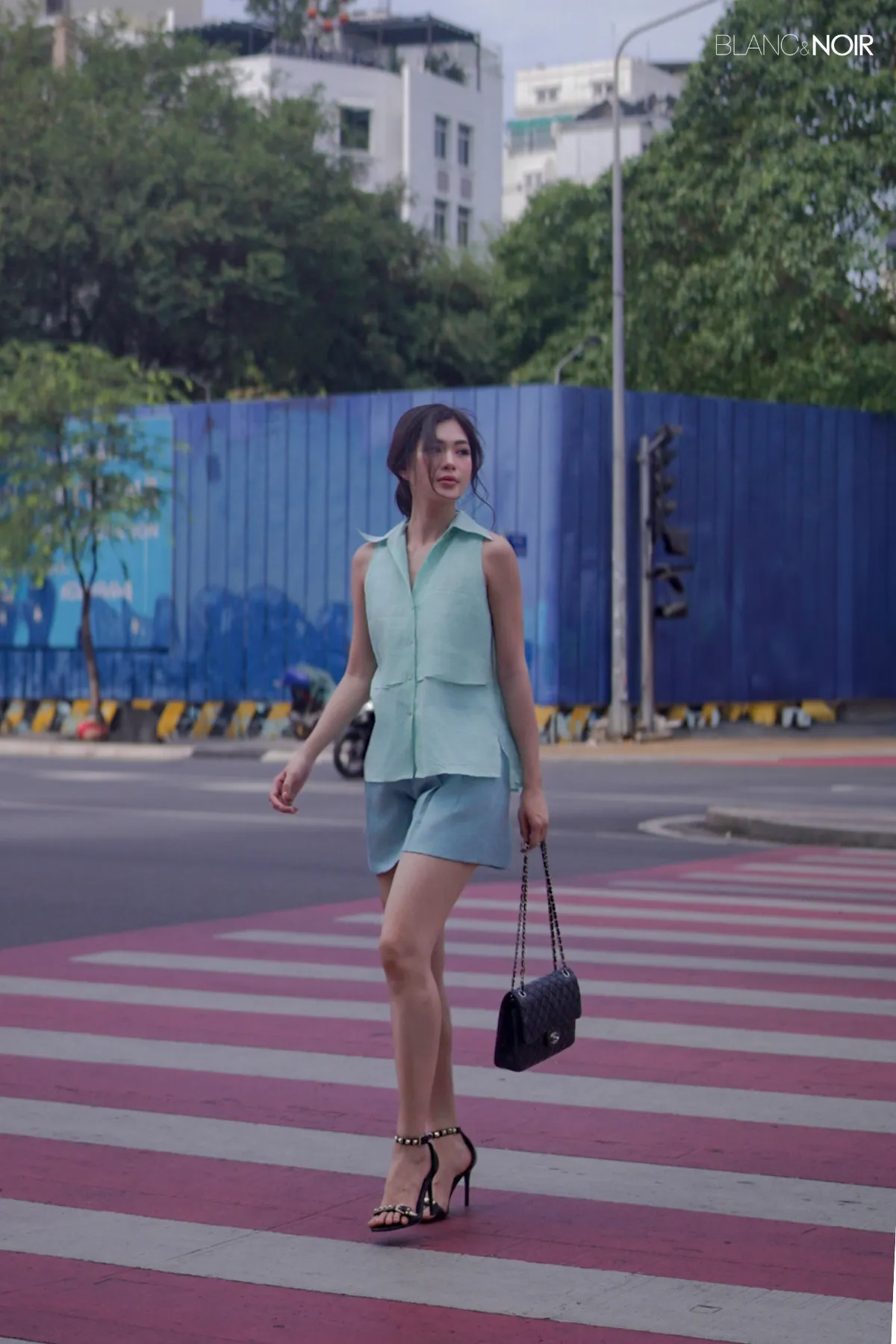 Aquamarine Linen Sleveless Shirt