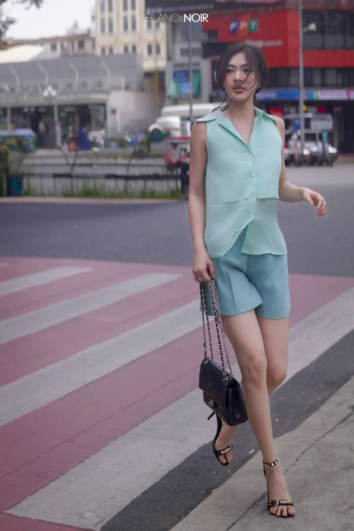 Aquamarine Linen Sleveless Shirt