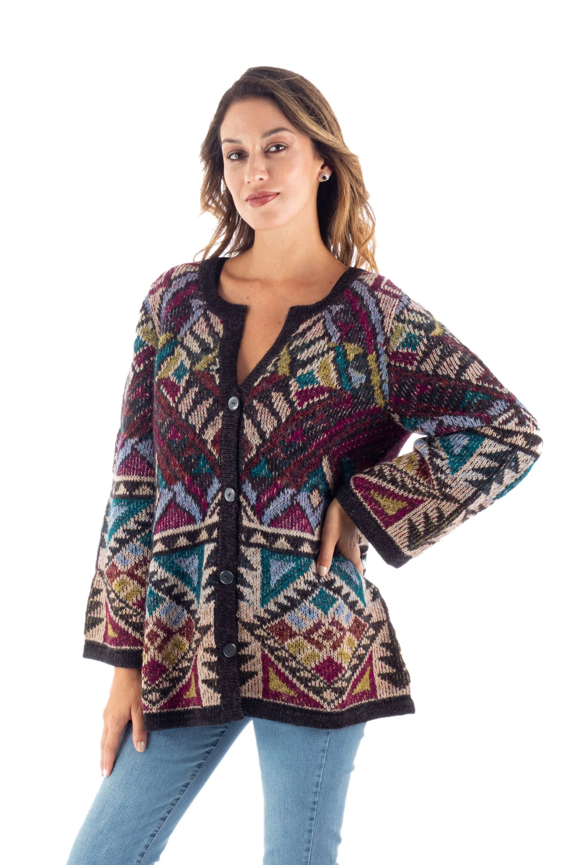 Baby Alpaca Blend Kimono Cardigan Sweater from Peru - Rurichinchay Heights | NOVICA