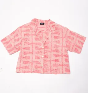 Baby Pink Shibori Crop Shirt