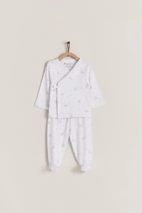 Babycottons Gustav In The Sky Kimono Set White & Light Blue