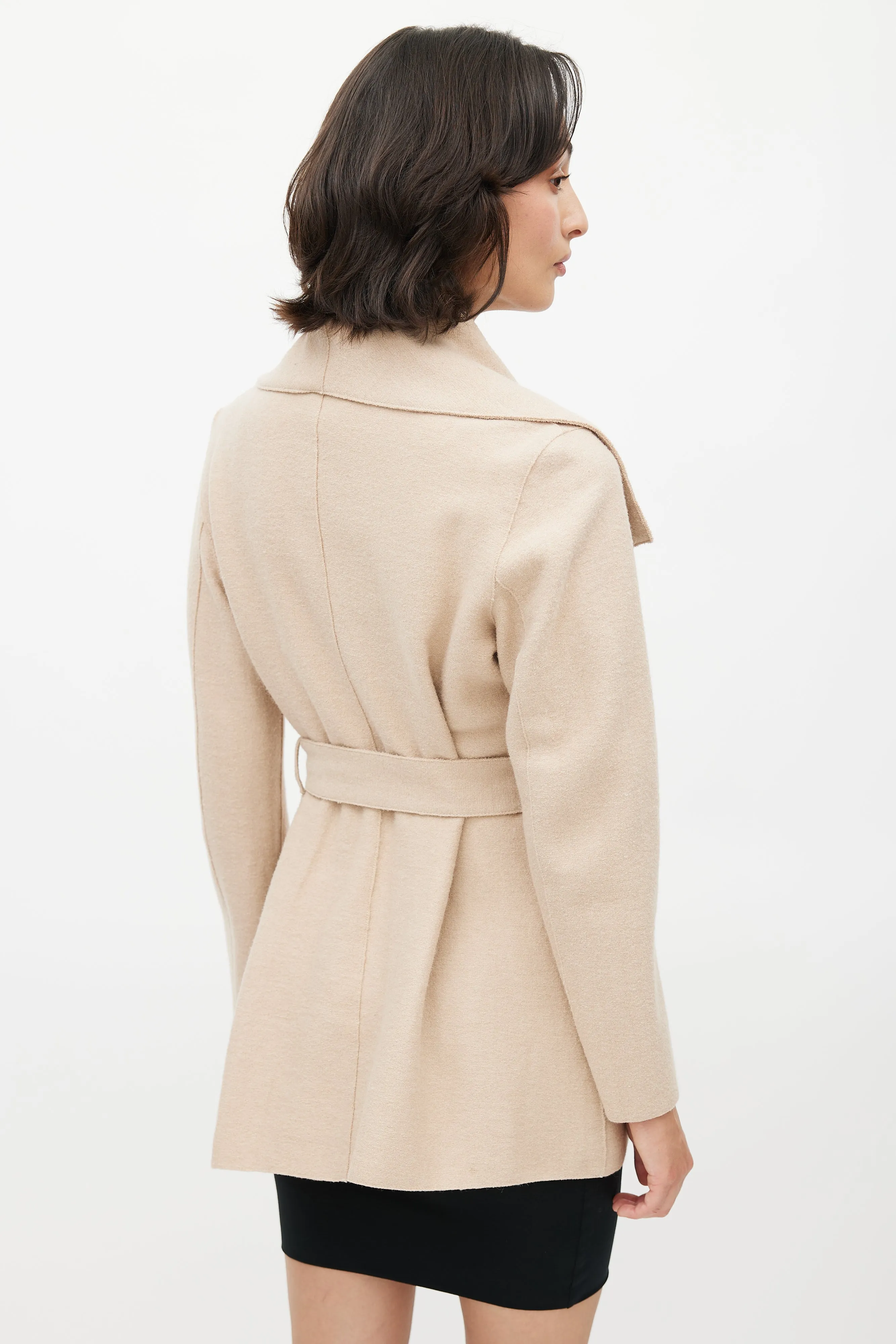 Beige Alpaca Belted Jacket