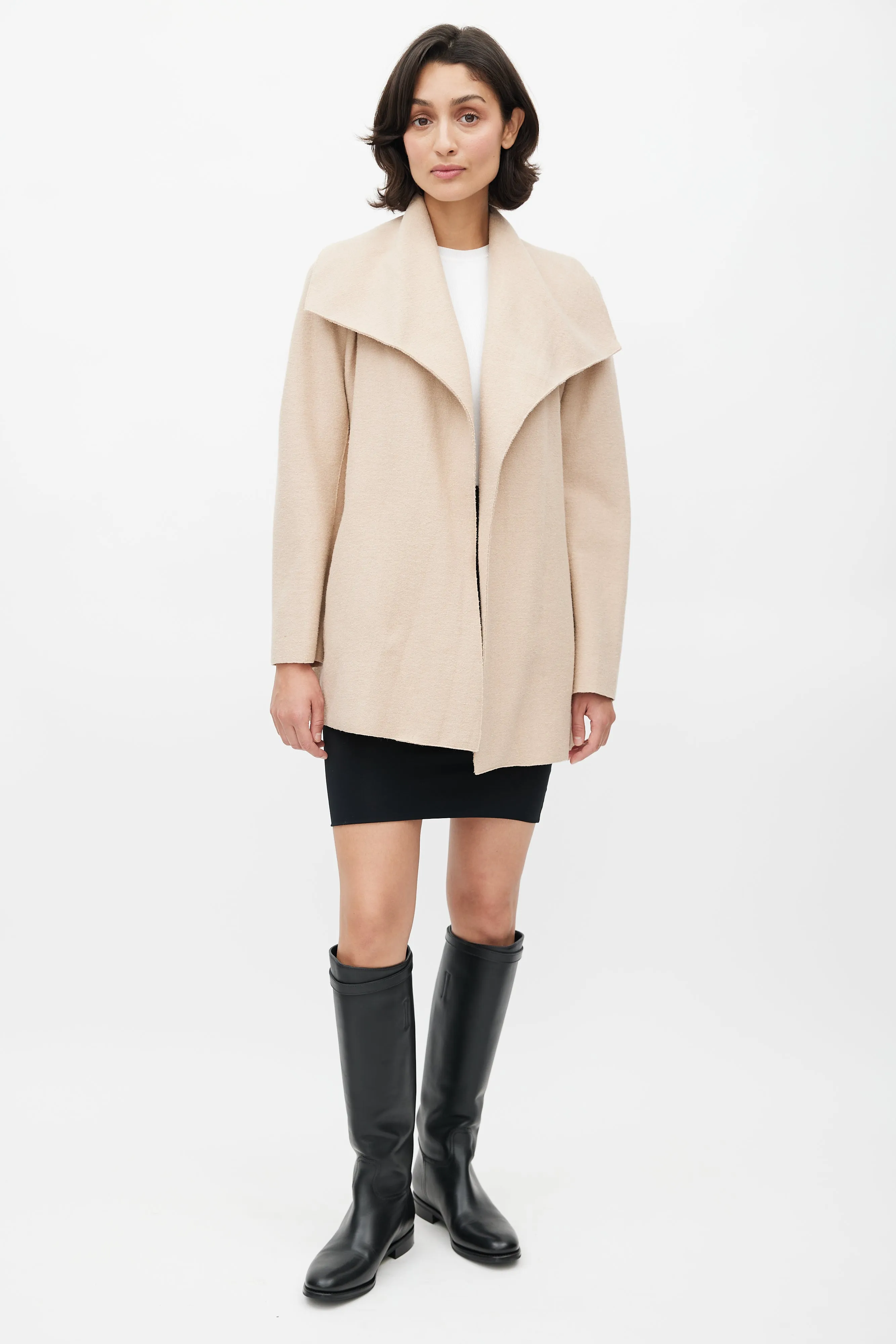 Beige Alpaca Belted Jacket
