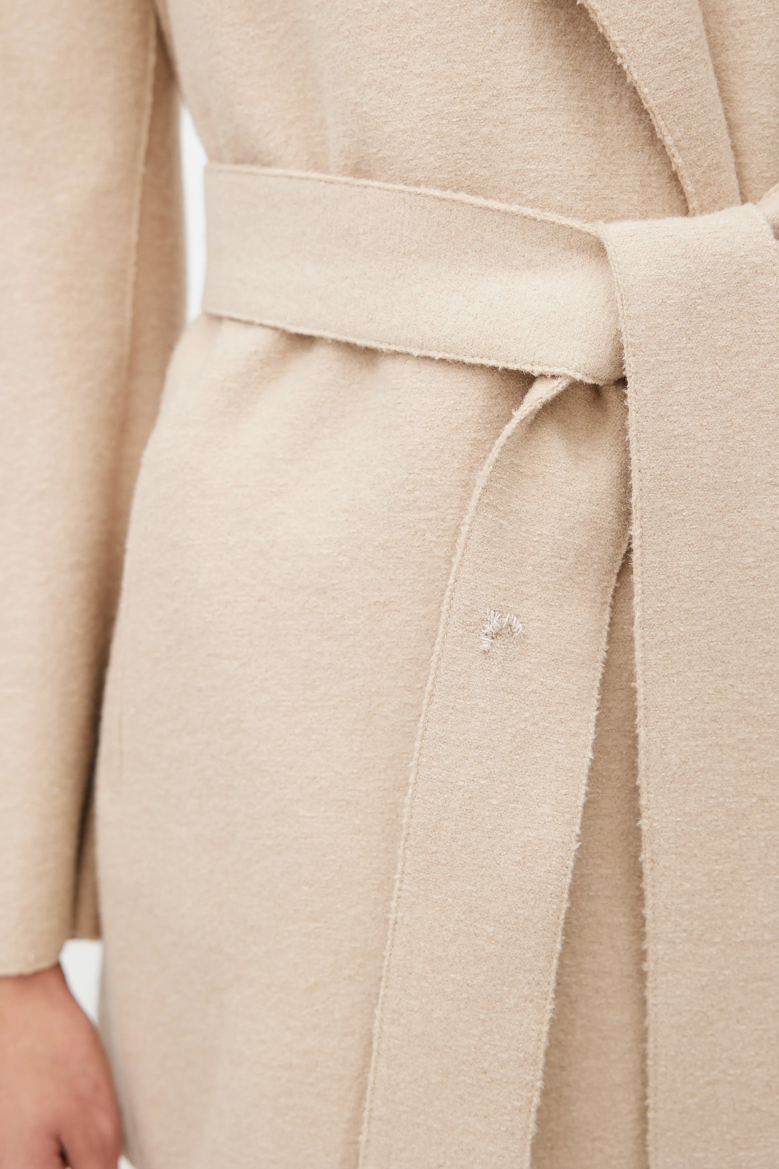 Beige Alpaca Belted Jacket
