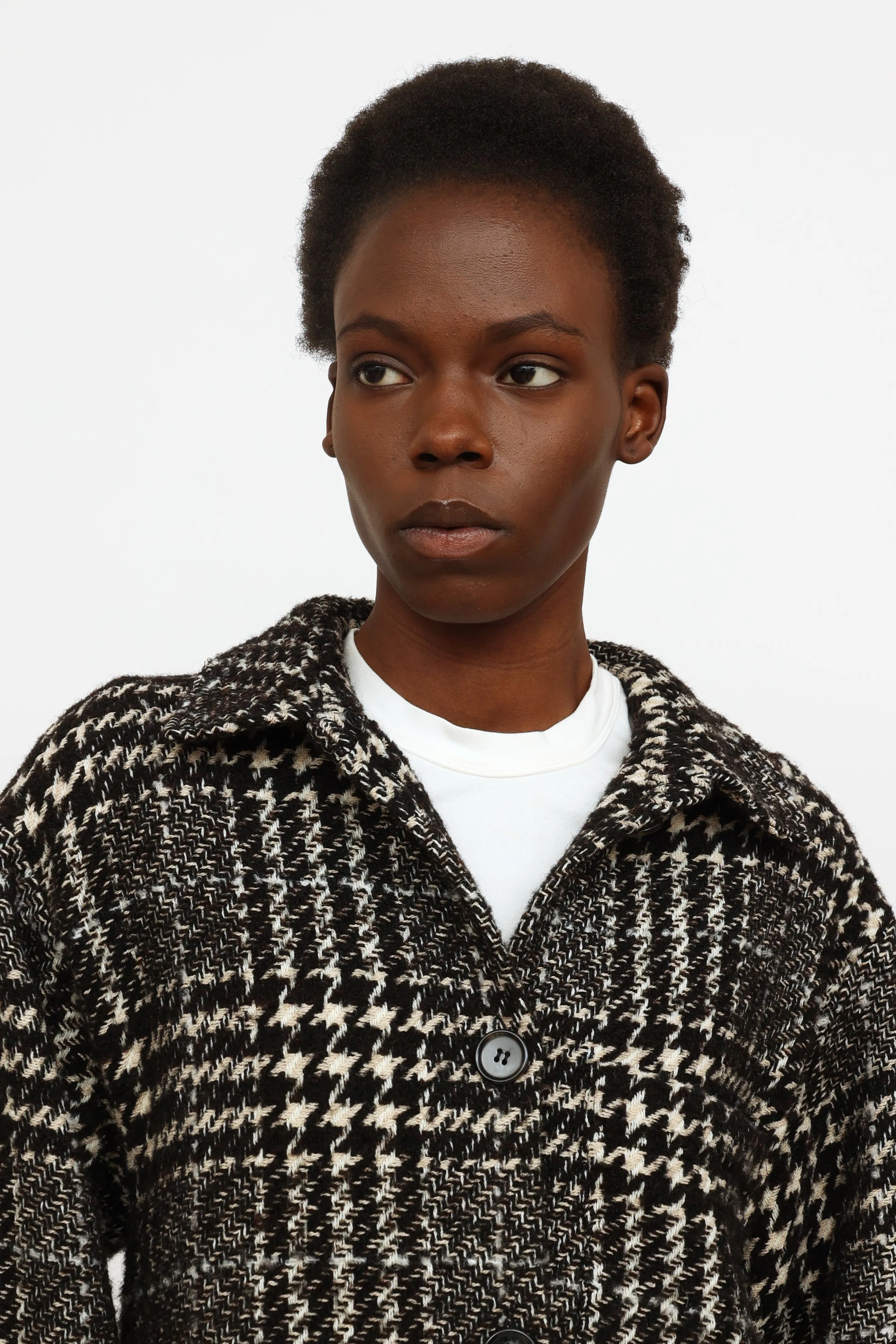 Black & White Houndstooth Knit Jacket