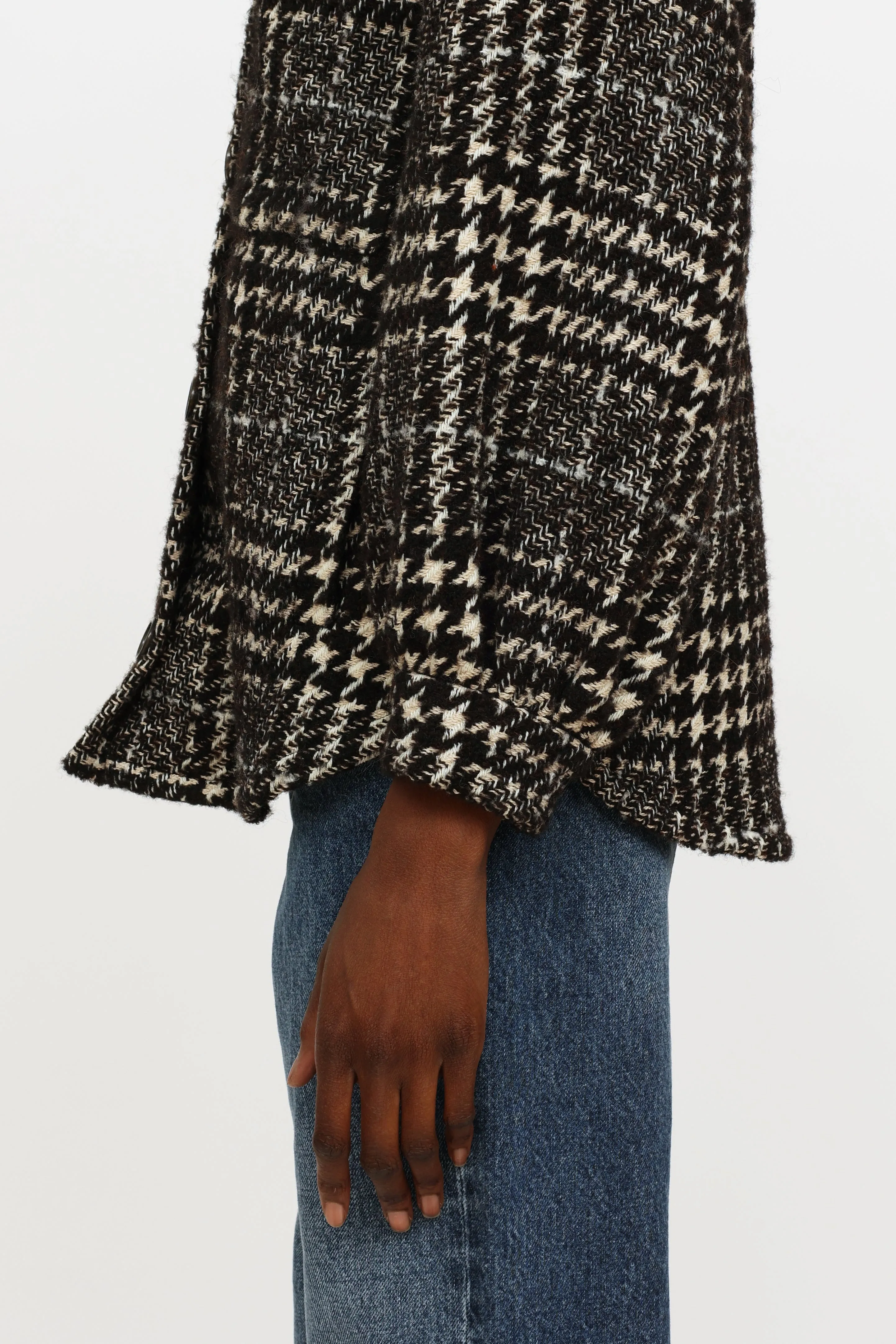 Black & White Houndstooth Knit Jacket