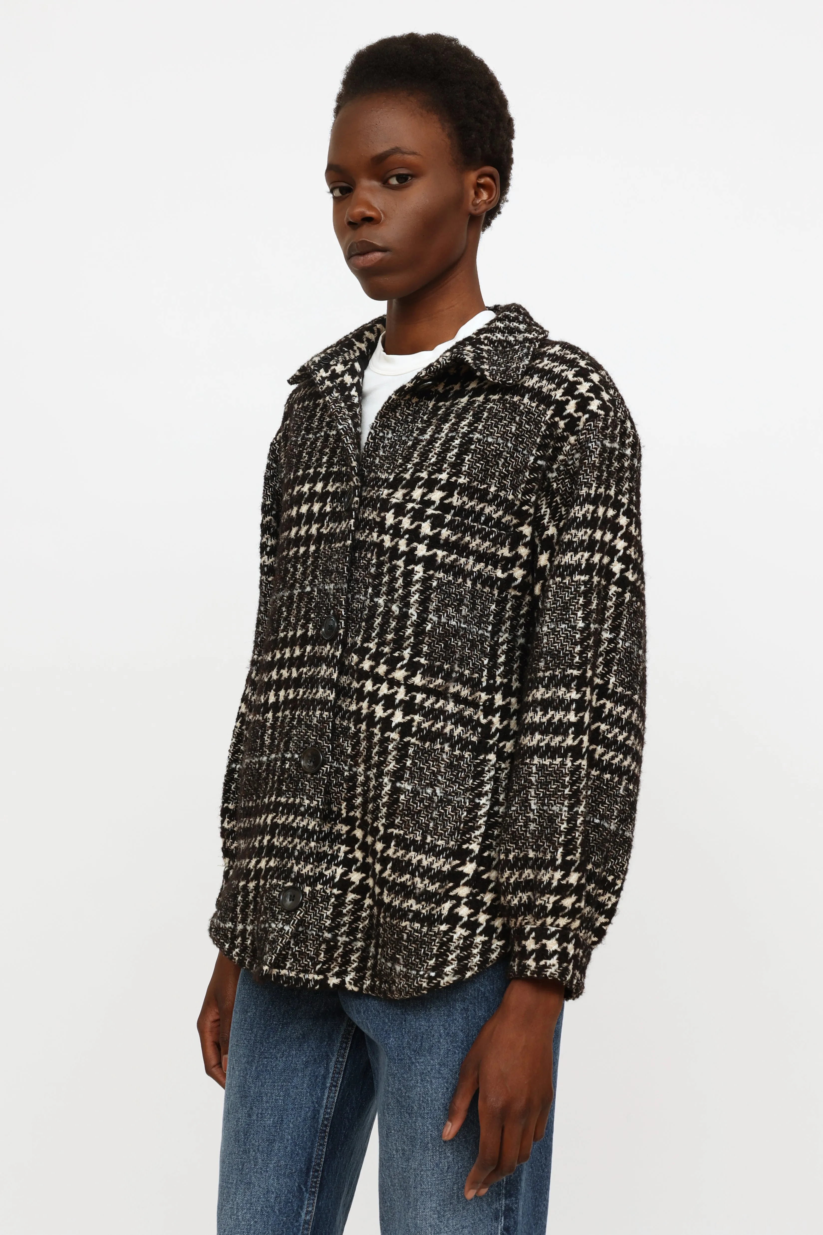 Black & White Houndstooth Knit Jacket
