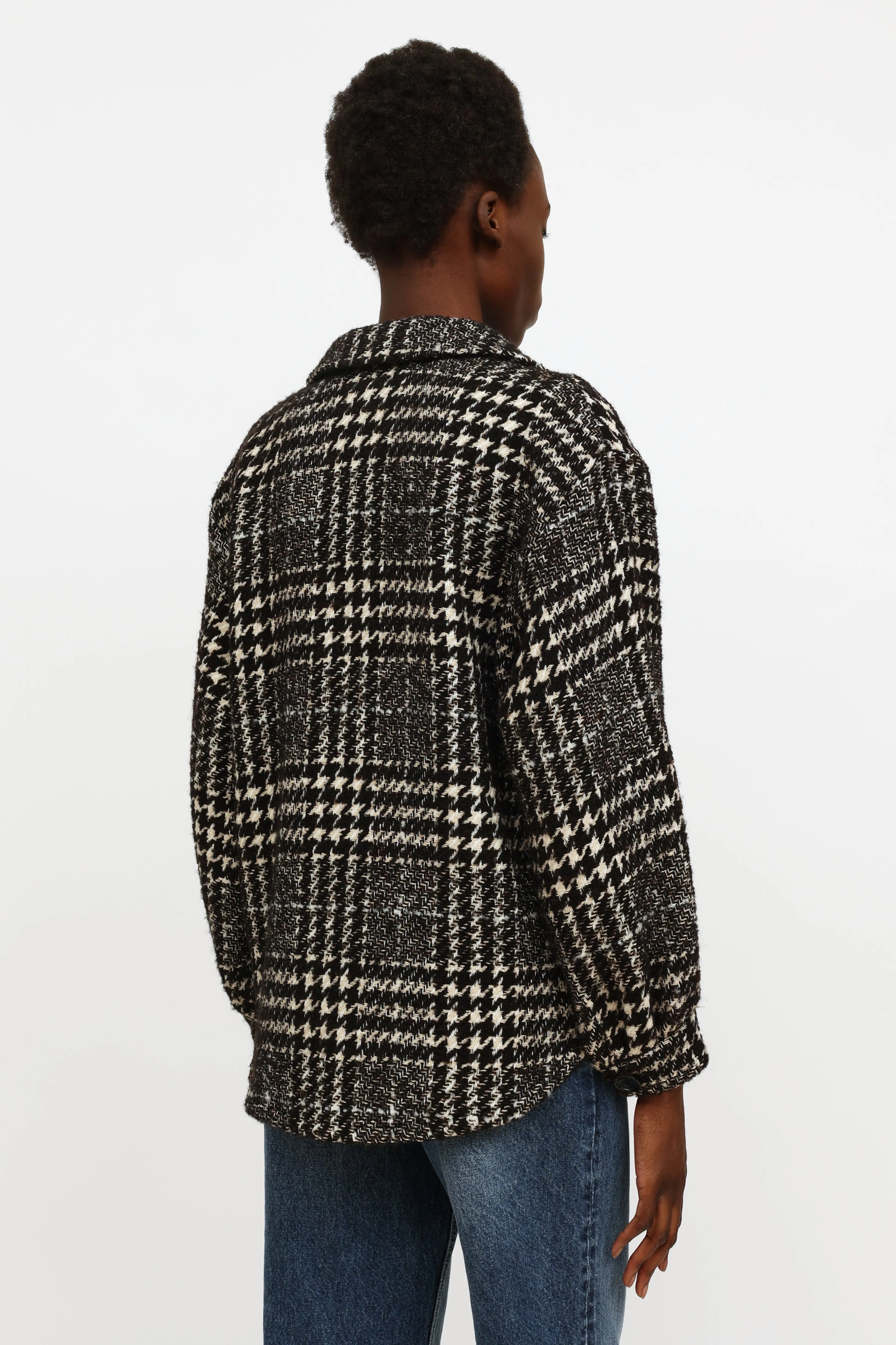 Black & White Houndstooth Knit Jacket