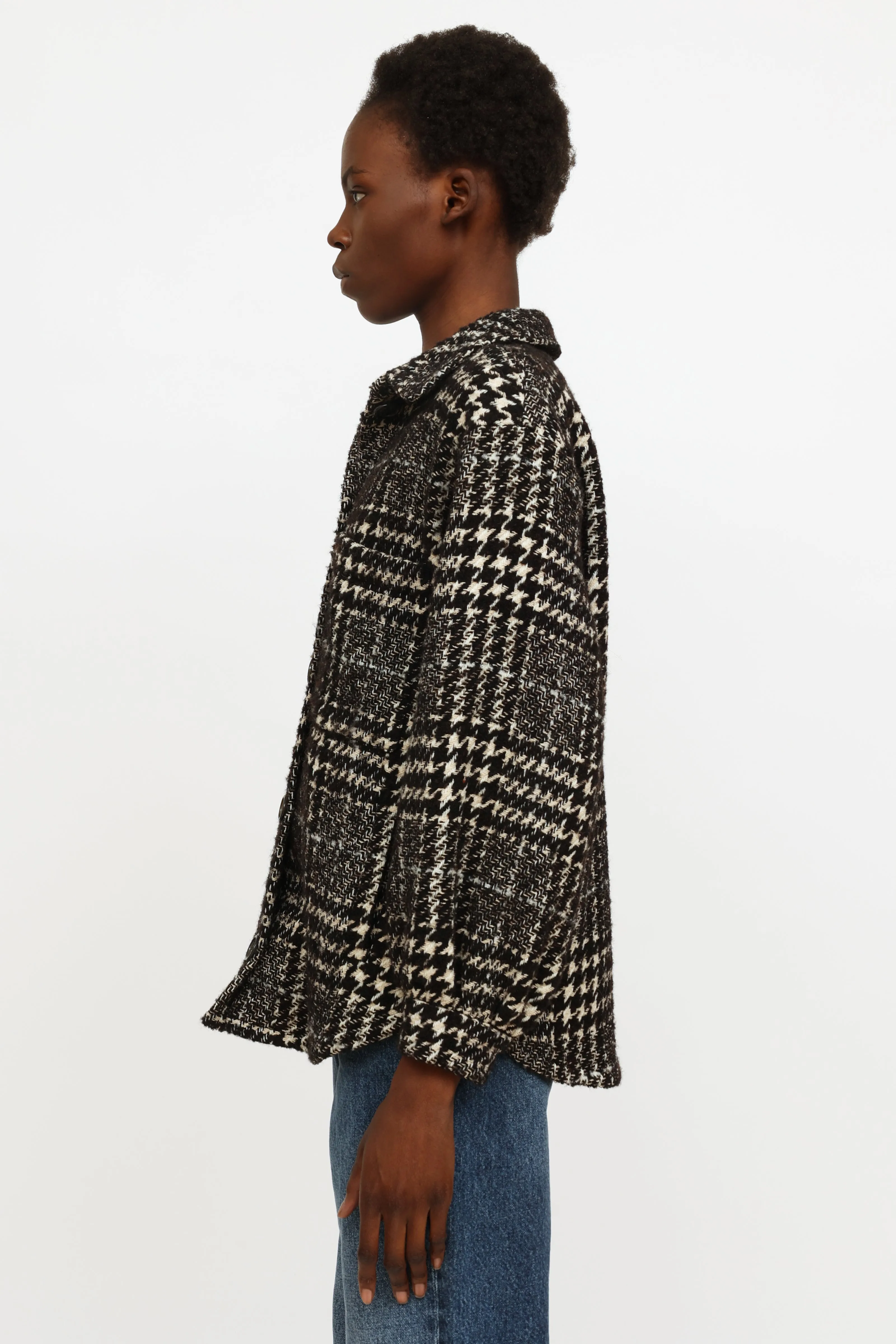 Black & White Houndstooth Knit Jacket