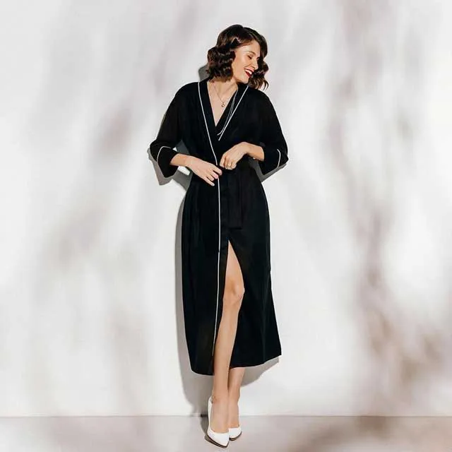Black and White Kimono Robe