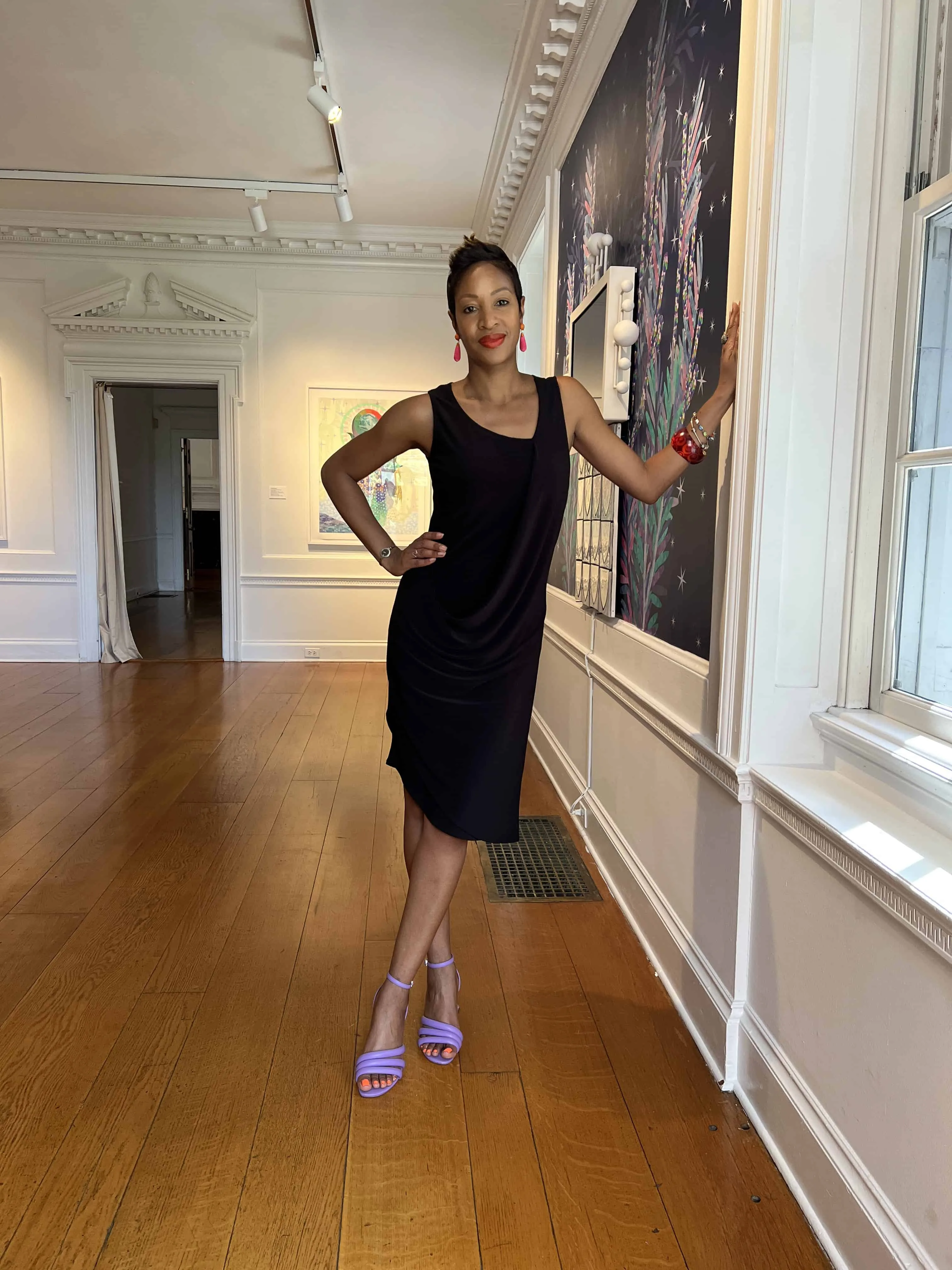 Black Asymmetrical Drape Front Dress