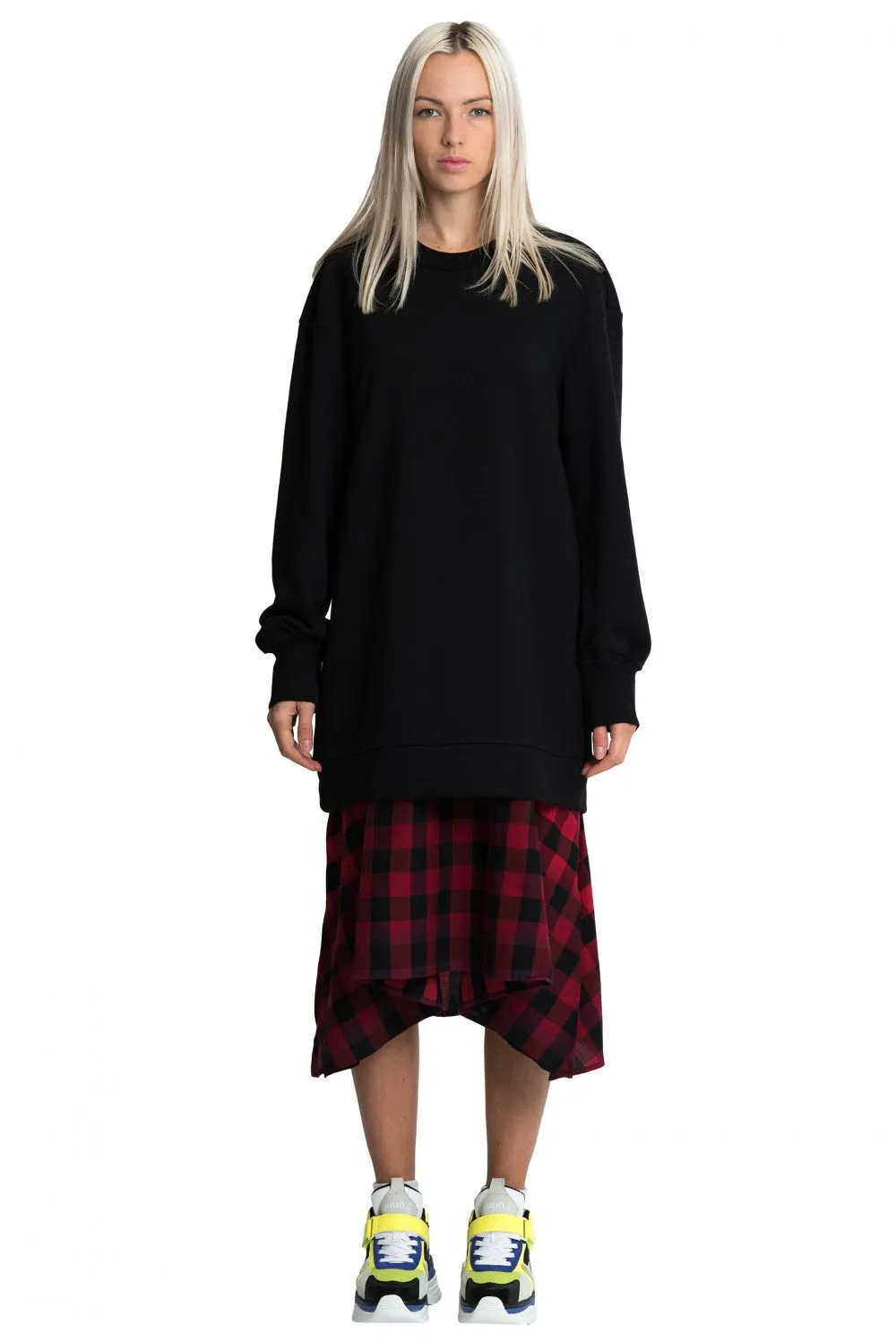 Black Oversized Layered Sweatshirt Dress