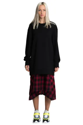 Black Oversized Layered Sweatshirt Dress