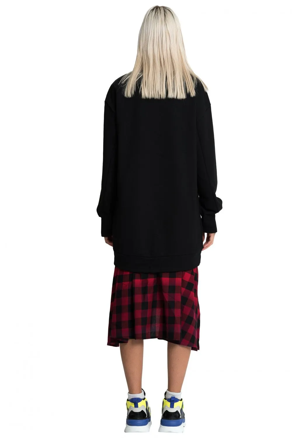 Black Oversized Layered Sweatshirt Dress