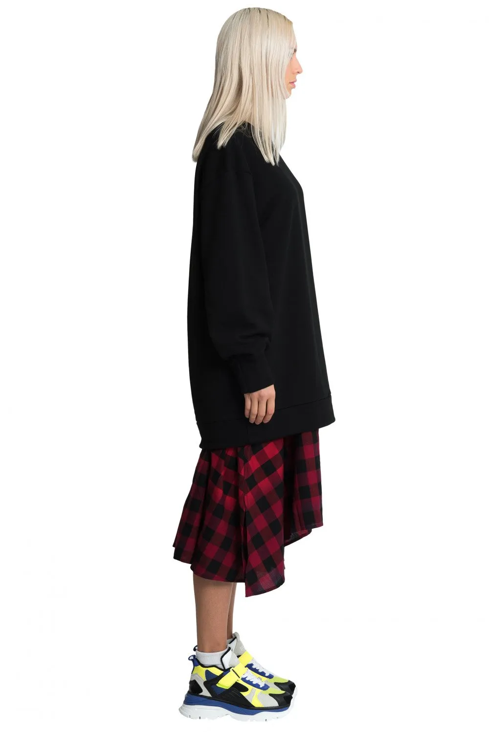 Black Oversized Layered Sweatshirt Dress