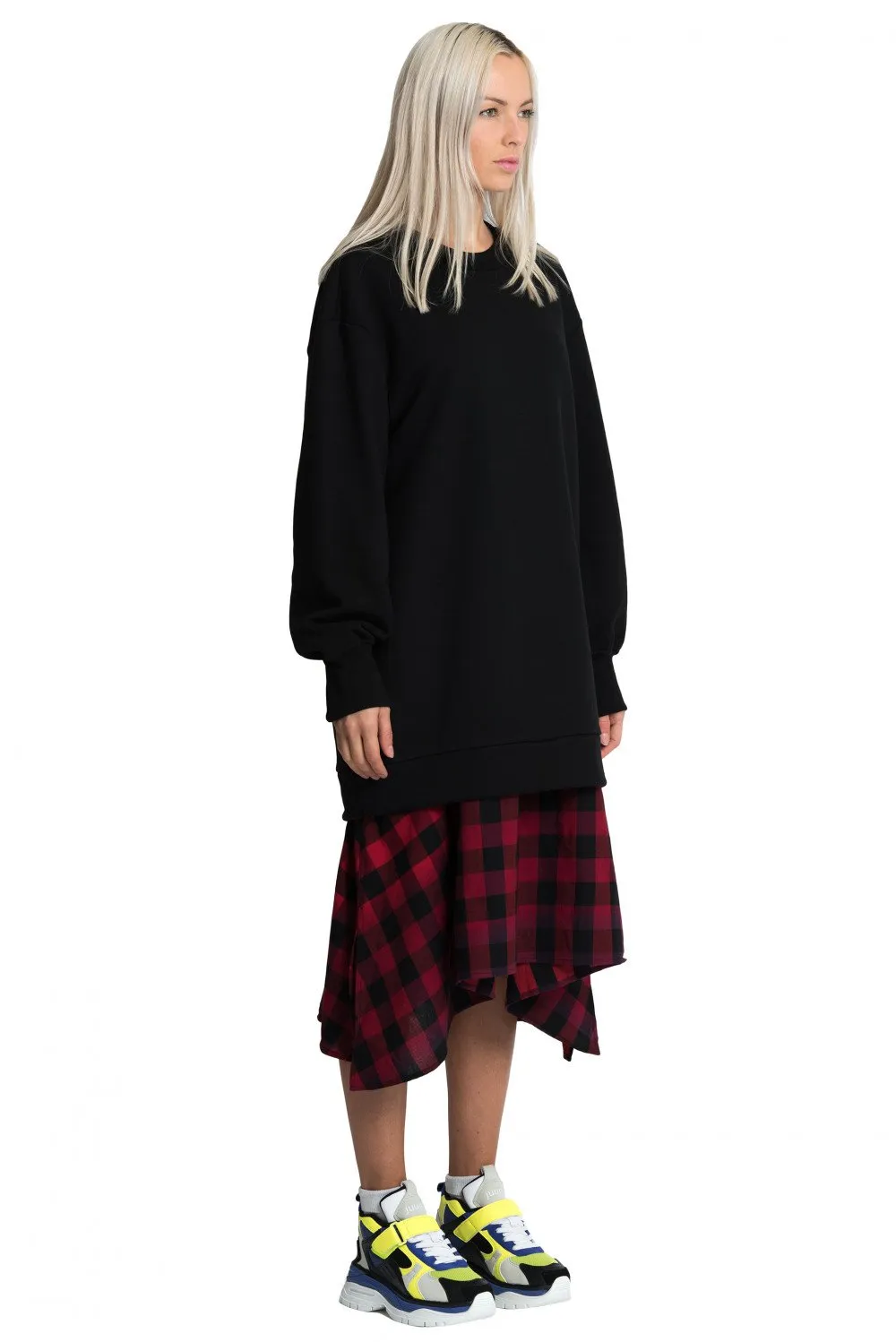 Black Oversized Layered Sweatshirt Dress
