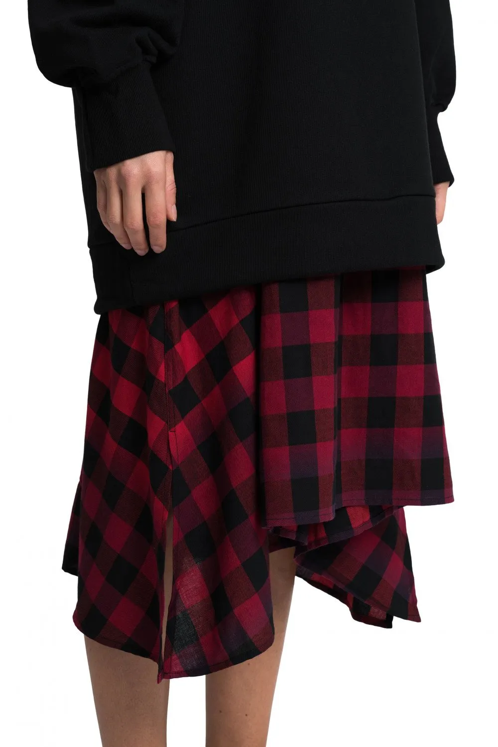 Black Oversized Layered Sweatshirt Dress