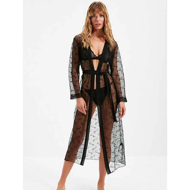 Black Sheer Kimono Cover up