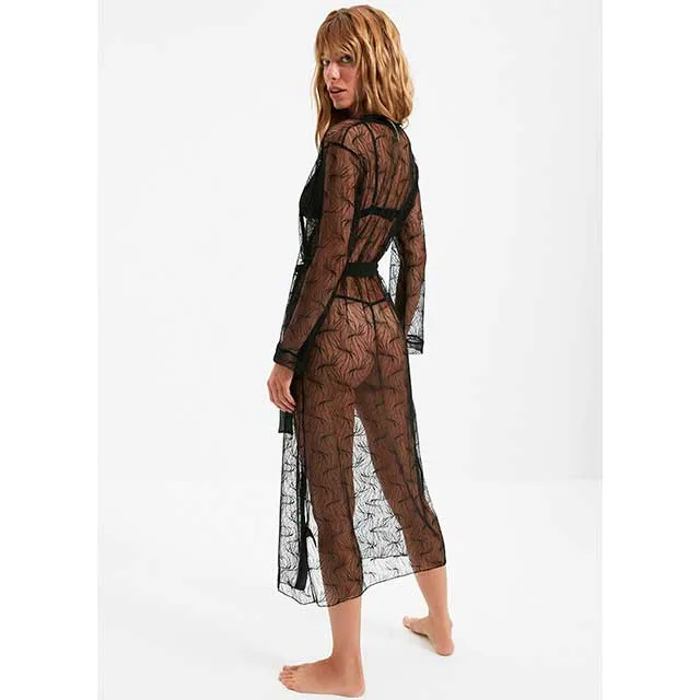 Black Sheer Kimono Cover up