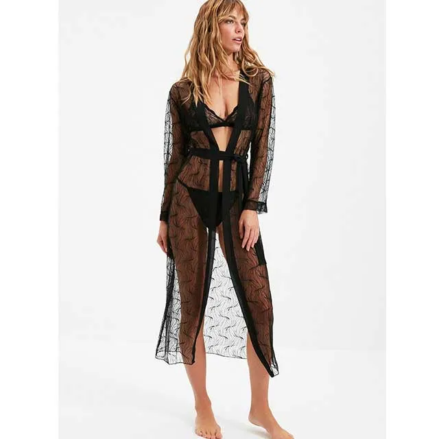 Black Sheer Kimono Cover up